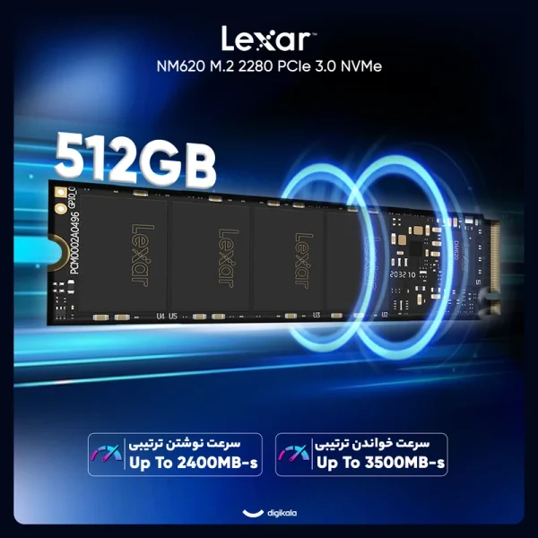 SSD اینترنال PCIe Gen3 x4 لکسار مدل NM620 ظرفیت 512 گیگابایت